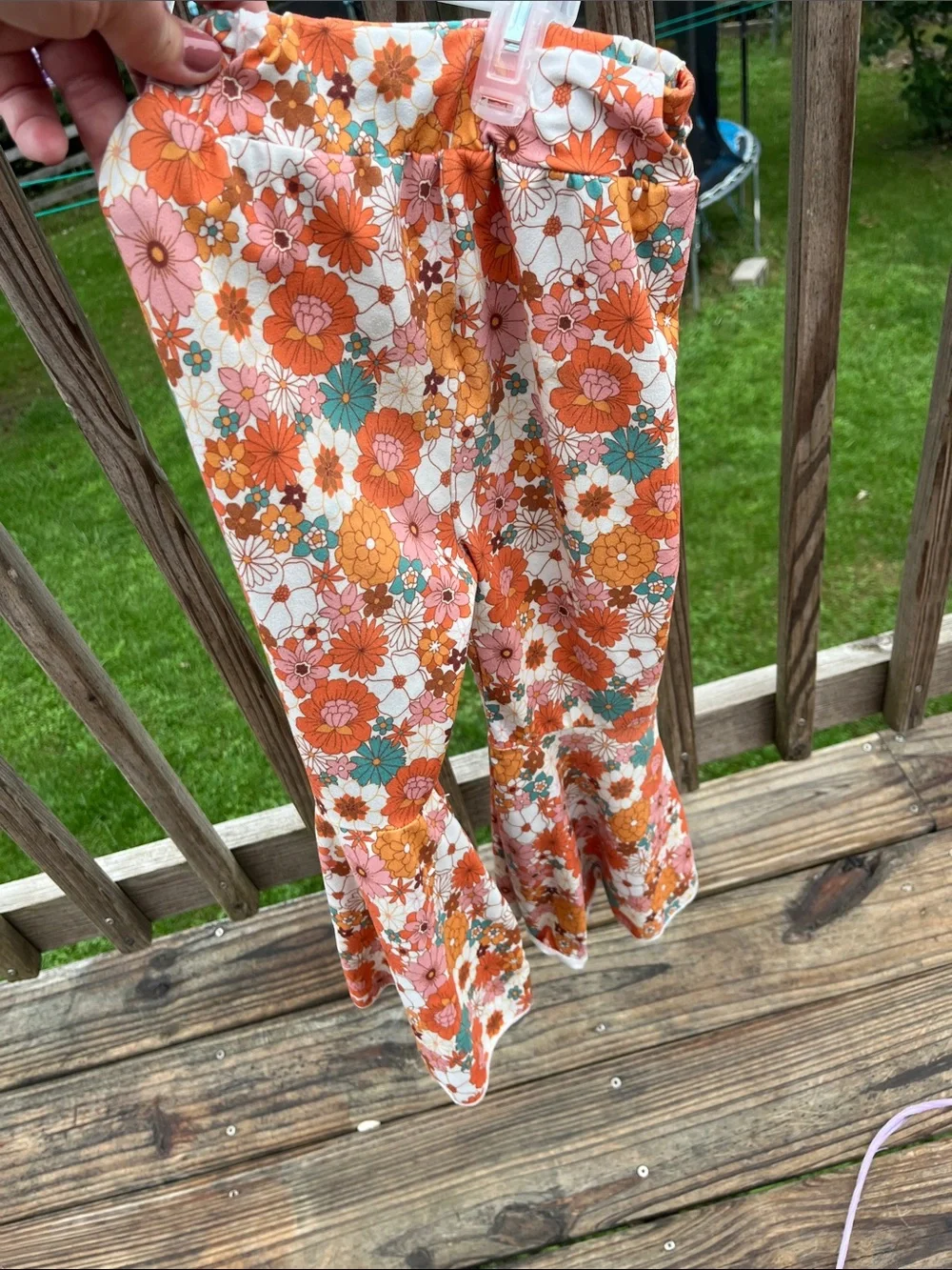 Source Unknown Retro Floral Leggings - Orange, Pink & Teal Rodeo flare leggings